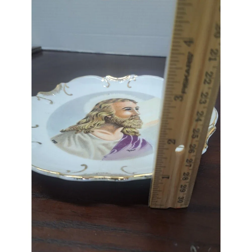 1942 SP Company Jesus Decorative Plate With 18k Gold Teim Made In Japan